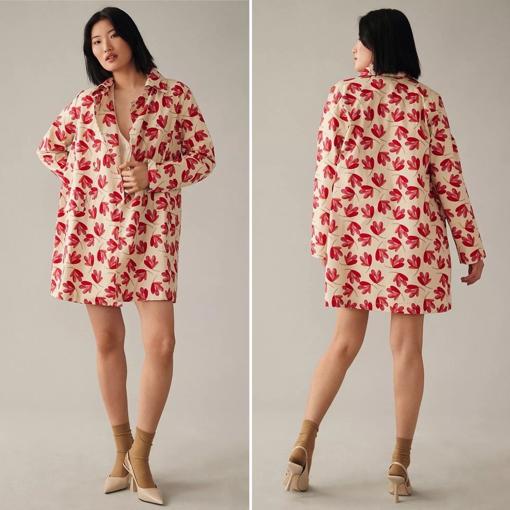 Anthropologie Pepaloves Pink Flower Jacket Coat
